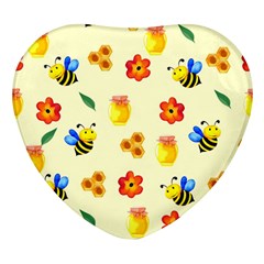 Seamless Background Honey Bee Wallpaper Texture Heart Glass Fridge Magnet (4 Pack)