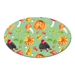 Autumn Seamless Background Leaves Wallpaper Texture Oval Magnet