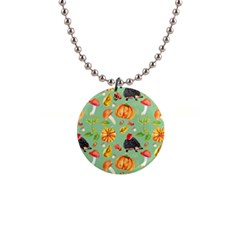 Autumn Seamless Background Leaves Wallpaper Texture 1  Button Necklace by Bangk1t