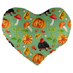Autumn Seamless Background Leaves Wallpaper Texture Large 19  Premium Heart Shape Cushions