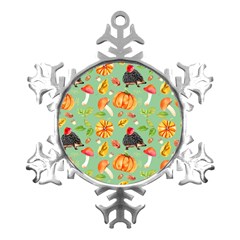 Autumn Seamless Background Leaves Wallpaper Texture Metal Small Snowflake Ornament