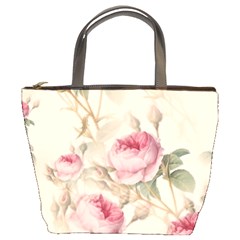 Roses Plants Vintage Retro Flowers Pattern Bucket Bag by Bangk1t