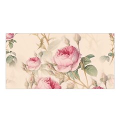 Roses Plants Vintage Retro Flowers Pattern Satin Shawl 45  X 80  by Bangk1t