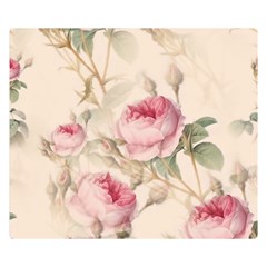 Roses Plants Vintage Retro Flowers Pattern Premium Plush Fleece Blanket (small) by Bangk1t
