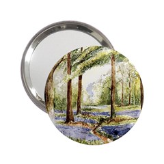 Trees Park Watercolor Lavender Flowers Foliage 2 25  Handbag Mirrors