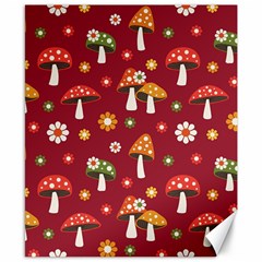 Woodland Mushroom And Daisy Seamless Pattern On Red Backgrounds Canvas 8  X 10 