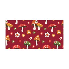 Woodland Mushroom And Daisy Seamless Pattern On Red Backgrounds Yoga Headband by Amaryn4rt