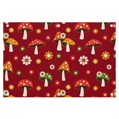 Woodland Mushroom And Daisy Seamless Pattern On Red Backgrounds Banner And Sign 6  X 4  by Amaryn4rt