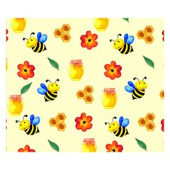 Seamless Background Honey Bee Two Sides Premium Plush Fleece Blanket (small)