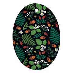 Pattern Forest Leaf Fruits Flowers Motif Oval Ornament (two Sides) by Amaryn4rt