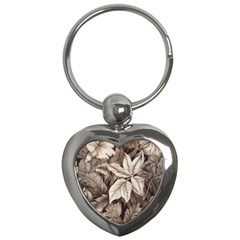 Plant Leaves Pattern Key Chain (heart) by Amaryn4rt