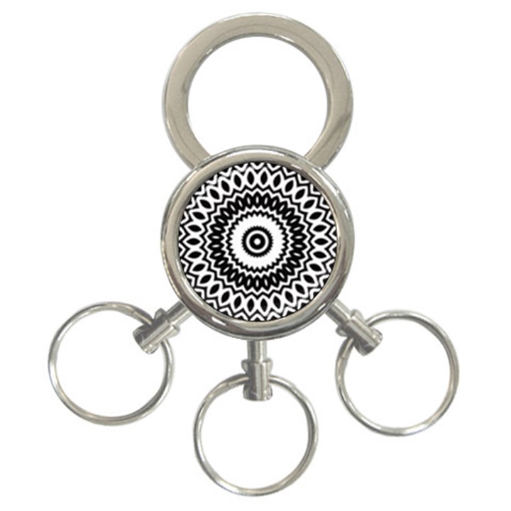 Circular Concentric Radial Symmetry Abstract 3-Ring Key Chain