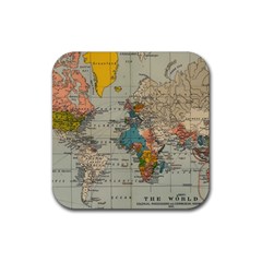 Vintage World Map Rubber Coaster (square) by pakminggu