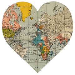 Vintage World Map Wooden Puzzle Heart by pakminggu