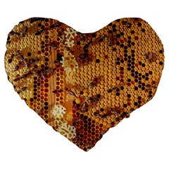 Bees Nature Animals Honeycomb Large 19  Premium Flano Heart Shape Cushions by pakminggu