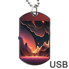 Fire Flame Burn Hot Heat Light Burning Orange Dog Tag Usb Flash (one Side) by pakminggu