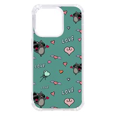 Raccoon Texture Seamless Scrapbooking Hearts Iphone 14 Pro Tpu Uv Print Case