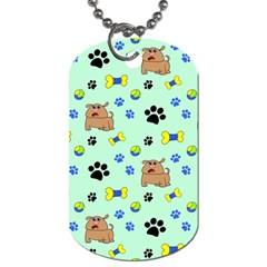 Dog Pattern Seamless Blue Background Scrapbooking Dog Tag (two Sides) by pakminggu