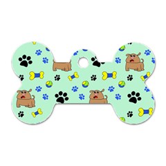 Dog Pattern Seamless Blue Background Scrapbooking Dog Tag Bone (one Side) by pakminggu