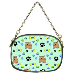 Dog Pattern Seamless Blue Background Scrapbooking Chain Purse (two Sides) by pakminggu