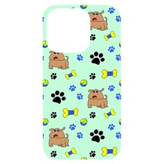 Dog Pattern Seamless Blue Background Scrapbooking Iphone 14 Pro Black Uv Print Case by pakminggu