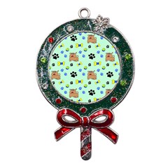 Dog Pattern Seamless Blue Background Scrapbooking Metal X mas Lollipop With Crystal Ornament by pakminggu