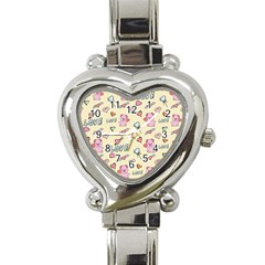 Pig Animal Love Romance Seamless Texture Pattern Heart Italian Charm Watch by pakminggu