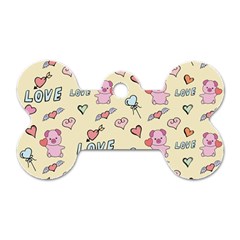Pig Animal Love Romance Seamless Texture Pattern Dog Tag Bone (two Sides) by pakminggu