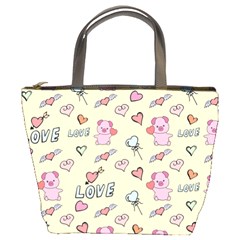 Pig Animal Love Romance Seamless Texture Pattern Bucket Bag by pakminggu
