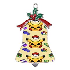 Pikachu Metal Holly Leaf Bell Ornament
