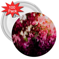 Pink Flower 3  Buttons (100 Pack) 