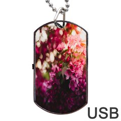 Pink Flower Dog Tag Usb Flash (one Side) by artworkshop