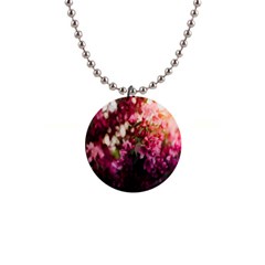 Pink Flower 1  Button Necklace