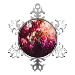 Pink Flower Metal Small Snowflake Ornament by artworkshop