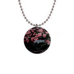 Pink Peony  Flower 1  Button Necklace