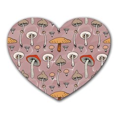 Mushrooms Autumn Fall Pattern Seamless Decorative Heart Mousepad by pakminggu