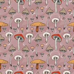 Mushrooms Autumn Fall Pattern Seamless Decorative Play Mat (square) by pakminggu