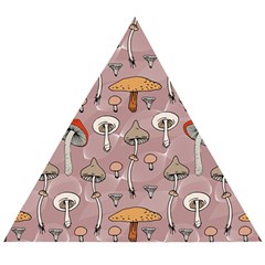 Mushrooms Autumn Fall Pattern Seamless Decorative Wooden Puzzle Triangle by pakminggu