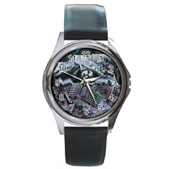 Cyberpunk Drama Round Metal Watch by MRNStudios