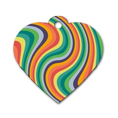 Swirl Twirl Rainbow Retro Dog Tag Heart (one Side)