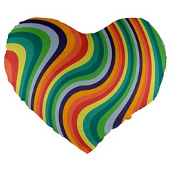 Swirl Twirl Rainbow Retro Large 19  Premium Heart Shape Cushions