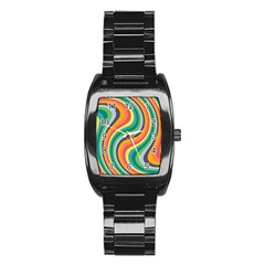 Swirl Twirl Rainbow Retro Stainless Steel Barrel Watch