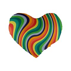 Swirl Twirl Rainbow Retro Standard 16  Premium Flano Heart Shape Cushions