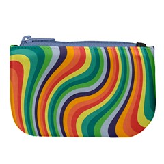 Swirl Twirl Rainbow Retro Large Coin Purse by Ravend