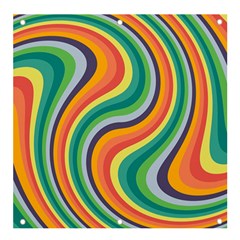 Swirl Twirl Rainbow Retro Banner And Sign 4  X 4  by Ravend