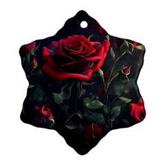 Rose Flower Plant Red Ornament (snowflake) by Ravend