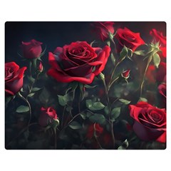 Rose Flower Plant Red Two Sides Premium Plush Fleece Blanket (medium)