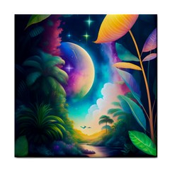Jungle Moon Light Plants Space Face Towel by Ravend