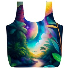 Jungle Moon Light Plants Space Full Print Recycle Bag (xl)