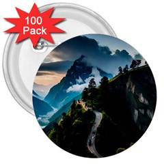 Nature Mountain Valley 3  Buttons (100 Pack) 